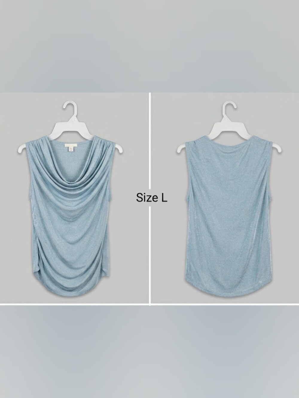 Light Blue Draped Sleeveless Top
